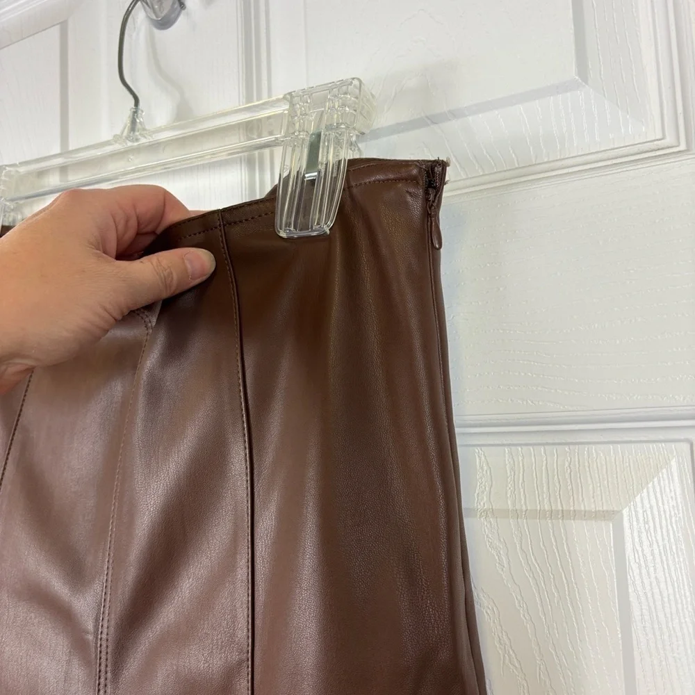 NWT Free people Spitfire stacked brown vegan leather skinny pants sz 31